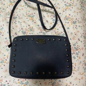 Michael Kors Dark Blue Studded Crossbody Bag
